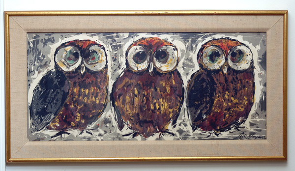 Three Wise Owls Painting
