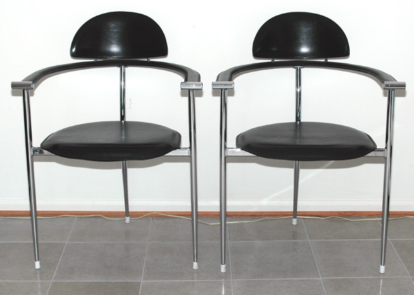Italian Arrben Leather and Chrome Chairs