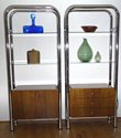 Chrome and Walnut Shelving Units