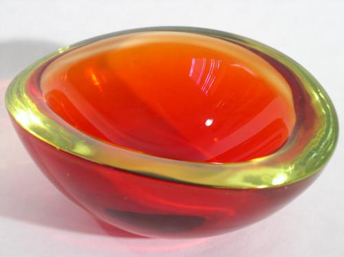 Large Murano Vaseline Geode Bowl