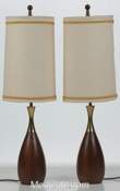 Walnut and Brass Lamps