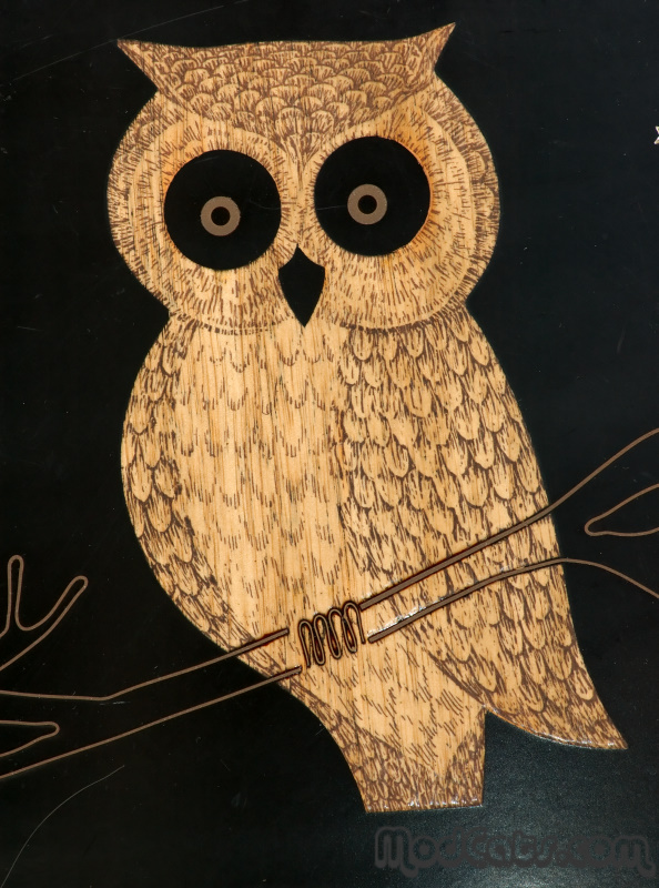 Vintage Californian Art Couroc Owl Tray