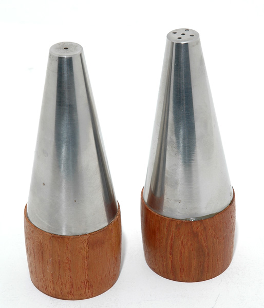Teak and Stainless Steel Salt and Pepper Shakers